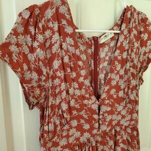 Natural Life red floral praire cottage core dress